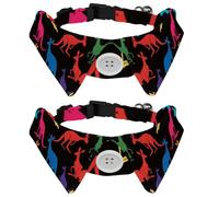 2 Pcs Cat Dog Bow Tie, Adjustable Pet Collar Bowtie Tux Formal Neck Tie for Boys Girls Puppy Kitten Wedding Birthday - Colorful Kangaroos Silhouette