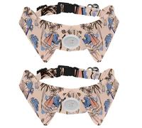 2 Pcs Cat Dog Bow Tie, Adjustable Pet Collar Bowtie Tux Formal Neck Tie for Boys Girls Puppy Kitten Wedding Birthday - Island with Boat Windsurf Palm Trss