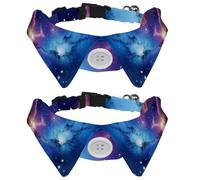 2 Pcs Cat Dog Bow Tie, Adjustable Pet Collar Bowtie Tux Formal Neck Tie for Boys Girls Puppy Kitten Wedding Birthday - Watercolor Universe Galaxy Nebula Starry