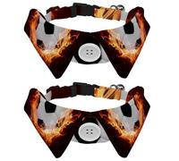 2 Pcs Cat Dog Bow Tie, Adjustable Pet Collar Bowtie Tux Formal Neck Tie for Boys Girls Puppy Kitten Wedding Birthday - Hot Soccer Ball Fires Flame Sports