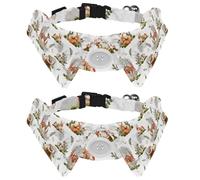 2 Pcs Cat Dog Bow Tie, Adjustable Pet Collar Bowtie Tux Formal Neck Tie for Boys Girls Puppy Kitten Wedding Birthday - Forest Deer Mouse Fox Squirrel Hare Hedgehog