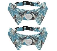 2 Pcs Cat Dog Bow Tie, Adjustable Pet Collar Bowtie Tux Formal Neck Tie for Boys Girls Puppy Kitten Wedding Birthday - Dangerous Sharks on Waves Ocean