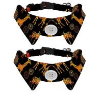 2 Pcs Cat Dog Bow Tie, Adjustable Pet Collar Bowtie Tux Formal Neck Tie for Boys Girls Puppy Kitten Wedding Birthday - Giraffe Mandala Pattern