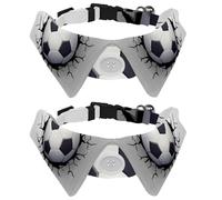 2 Pcs Cat Dog Bow Tie, Adjustable Pet Collar Bowtie Tux Formal Neck Tie for Boys Girls Puppy Kitten Wedding Birthday - Soccer Flying through the Wall Cracks