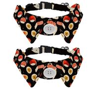 2 Pcs Cat Dog Bow Tie, Adjustable Pet Collar Bowtie Tux Formal Neck Tie for Boys Girls Puppy Kitten Wedding Birthday - Salmon Sushi Rolls