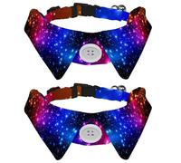 2 Pcs Cat Dog Bow Tie, Adjustable Pet Collar Bowtie Tux Formal Neck Tie for Boys Girls Puppy Kitten Wedding Birthday - Colorful Shine Starry Sky Galaxy