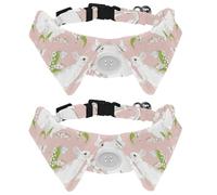 2 Pcs Cat Dog Bow Tie, Adjustable Pet Collar Bowtie Tux Formal Neck Tie for Boys Girls Puppy Kitten Wedding Birthday - Bunny with Lilies of the Valley Butterfly