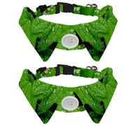 2 Pcs Cat Dog Bow Tie, Adjustable Pet Collar Bowtie Tux Formal Neck Tie for Boys Girls Puppy Kitten Wedding Birthday - Wild Green with Dewdrop