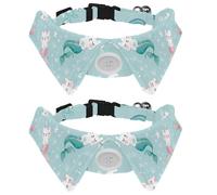 2 Pcs Cat Dog Bow Tie, Adjustable Pet Collar Bowtie Tux Formal Neck Tie for Boys Girls Puppy Kitten Wedding Birthday - Cute Cat Mermaid Sea