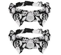 2 Pcs Cat Dog Bow Tie, Adjustable Pet Collar Bowtie Tux Formal Neck Tie for Boys Girls Puppy Kitten Wedding Birthday - Dead Skull
