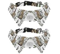 2 Pcs Cat Dog Bow Tie, Adjustable Pet Collar Bowtie Tux Formal Neck Tie for Boys Girls Puppy Kitten Wedding Birthday - Hare Sitting in Green Leafy Wreath
