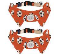 2 Pcs Cat Dog Bow Tie, Adjustable Pet Collar Bowtie Tux Formal Neck Tie for Boys Girls Puppy Kitten Wedding Birthday - Soccer Orange
