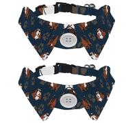 2 Pcs Cat Dog Bow Tie, Adjustable Pet Collar Bowtie Tux Formal Neck Tie for Boys Girls Puppy Kitten Wedding Birthday - Basset Hound Dog and Footprints