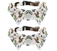 2 Pcs Cat Dog Bow Tie, Adjustable Pet Collar Bowtie Tux Formal Neck Tie for Boys Girls Puppy Kitten Wedding Birthday - Grey Hare and Squirrel