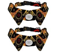 2 Pcs Cat Dog Bow Tie, Adjustable Pet Collar Bowtie Tux Formal Neck Tie for Boys Girls Puppy Kitten Wedding Birthday - Mandala Floral Giraffe