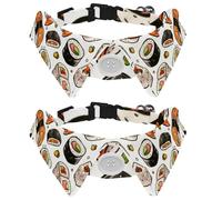 2 Pcs Cat Dog Bow Tie, Adjustable Pet Collar Bowtie Tux Formal Neck Tie for Boys Girls Puppy Kitten Wedding Birthday - Salmon and Fish Roe Sushi Rolls