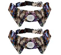2 Pcs Cat Dog Bow Tie, Adjustable Pet Collar Bowtie Tux Formal Neck Tie for Boys Girls Puppy Kitten Wedding Birthday - Bright Flowers and Butterfly