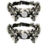 2 Pcs Cat Dog Bow Tie, Adjustable Pet Collar Bowtie Tux Formal Neck Tie for Boys Girls Puppy Kitten Wedding Birthday - Dead Skulls