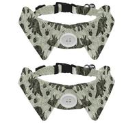 2 Pcs Cat Dog Bow Tie, Adjustable Pet Collar Bowtie Tux Formal Neck Tie for Boys Girls Puppy Kitten Wedding Birthday - Jurassic Triceratops Dinosaur Silhouette