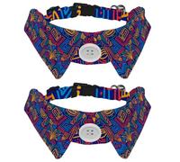 2 Pcs Cat Dog Bow Tie, Adjustable Pet Collar Bowtie Tux Formal Neck Tie for Boys Girls Puppy Kitten Wedding Birthday - Colorful Ethnic Africa Aloha