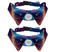 2 Pcs Cat Dog Bow Tie, Adjustable Pet Collar Bowtie Tux Formal Neck Tie for Boys Girls Puppy Kitten Wedding Birthday - Universe Space Galaxy Nebula Starry