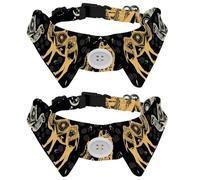 2 Pcs Cat Dog Bow Tie, Adjustable Pet Collar Bowtie Tux Formal Neck Tie for Boys Girls Puppy Kitten Wedding Birthday - Egypt Camel with Pyramid