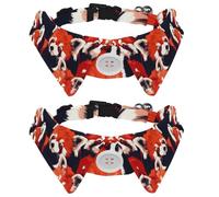2 Pcs Cat Dog Bow Tie, Adjustable Pet Collar Bowtie Tux Formal Neck Tie for Boys Girls Puppy Kitten Wedding Birthday - Red Pandas