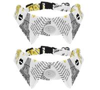 2 Pcs Cat Dog Bow Tie, Adjustable Pet Collar Bowtie Tux Formal Neck Tie for Boys Girls Puppy Kitten Wedding Birthday - Gold Glitter Eiffer Tower Kiss Star Print