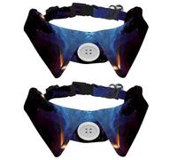 2 Pcs Cat Dog Bow Tie, Adjustable Pet Collar Bowtie Tux Formal Neck Tie for Boys Girls Puppy Kitten Wedding Birthday - Fantasy Airship Plane Cosmos