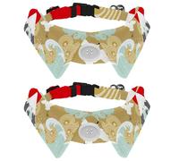2 Pcs Cat Dog Bow Tie, Adjustable Pet Collar Bowtie Tux Formal Neck Tie for Boys Girls Puppy Kitten Wedding Birthday - Retro Japanese Crane Wave Clouds Sun
