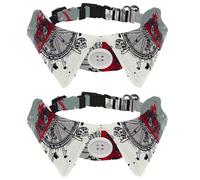 2 Pcs Cat Dog Bow Tie, Adjustable Pet Collar Bowtie Tux Formal Neck Tie for Boys Girls Puppy Kitten Wedding Birthday - Sea Wheel Anchor Steering and Shell Starfish