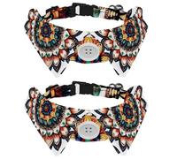2 Pcs Cat Dog Bow Tie, Adjustable Pet Collar Bowtie Tux Formal Neck Tie for Boys Girls Puppy Kitten Wedding Birthday - Ethnic Hippie Mandala