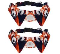 2 Pcs Cat Dog Bow Tie, Adjustable Pet Collar Bowtie Tux Formal Neck Tie for Boys Girls Puppy Kitten Wedding Birthday - Red Pandas Animal