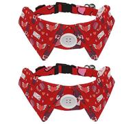 2 Pcs Cat Dog Bow Tie, Adjustable Pet Collar Bowtie Tux Formal Neck Tie for Boys Girls Puppy Kitten Wedding Birthday - Happy Love Card Cake