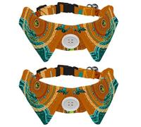 2 Pcs Cat Dog Bow Tie, Adjustable Pet Collar Bowtie Tux Formal Neck Tie for Boys Girls Puppy Kitten Wedding Birthday - Retro Ethnic Mandala Dolphins