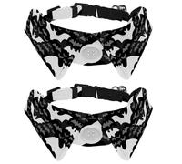 2 Pcs Cat Dog Bow Tie, Adjustable Pet Collar Bowtie Tux Formal Neck Tie for Boys Girls Puppy Kitten Wedding Birthday - White and Grey Flying Bats