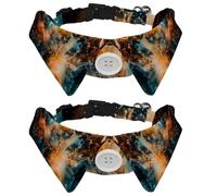 2 Pcs Cat Dog Bow Tie, Adjustable Pet Collar Bowtie Tux Formal Neck Tie for Boys Girls Puppy Kitten Wedding Birthday - Universe Space Galaxy Nebula Starry