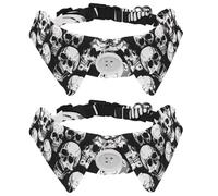 2 Pcs Cat Dog Bow Tie, Adjustable Pet Collar Bowtie Tux Formal Neck Tie for Boys Girls Puppy Kitten Wedding Birthday - Dead Skulls
