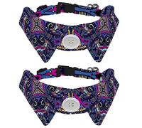 2 Pcs Cat Dog Bow Tie, Adjustable Pet Collar Bowtie Tux Formal Neck Tie for Boys Girls Puppy Kitten Wedding Birthday - Mandala Purple Psychedelic Owl