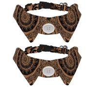 2 Pcs Cat Dog Bow Tie, Adjustable Pet Collar Bowtie Tux Formal Neck Tie for Boys Girls Puppy Kitten Wedding Birthday - Vintage Bohemia Mandala
