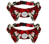 2 Pcs Cat Dog Bow Tie, Adjustable Pet Collar Bowtie Tux Formal Neck Tie for Boys Girls Puppy Kitten Wedding Birthday - Dead Skull Red Roses