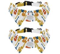 2 Pcs Cat Dog Bow Tie, Adjustable Pet Collar Bowtie Tux Formal Neck Tie for Boys Girls Puppy Kitten Wedding Birthday - Colorful Guitars Instrument