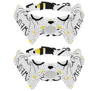 2 Pcs Cat Dog Bow Tie, Adjustable Pet Collar Bowtie Tux Formal Neck Tie for Boys Girls Puppy Kitten Wedding Birthday - Funny Cartoon Cat Meow