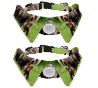 2 Pcs Cat Dog Bow Tie, Adjustable Pet Collar Bowtie Tux Formal Neck Tie for Boys Girls Puppy Kitten Wedding Birthday - Brown Bear and Two Cubs