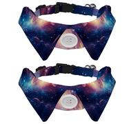 2 Pcs Cat Dog Bow Tie, Adjustable Pet Collar Bowtie Tux Formal Neck Tie for Boys Girls Puppy Kitten Wedding Birthday - Watercolor Space Galaxy Nebula Starry