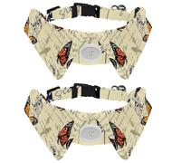 2 Pcs Cat Dog Bow Tie, Adjustable Pet Collar Bowtie Tux Formal Neck Tie for Boys Girls Puppy Kitten Wedding Birthday - Flower and Butterfly on Paper Letter