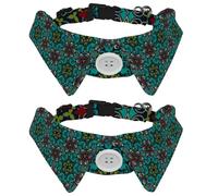 2 Pcs Cat Dog Bow Tie, Adjustable Pet Collar Bowtie Tux Formal Neck Tie for Boys Girls Puppy Kitten Wedding Birthday - Mandala Green