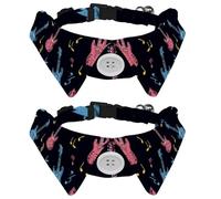 2 Pcs Cat Dog Bow Tie, Adjustable Pet Collar Bowtie Tux Formal Neck Tie for Boys Girls Puppy Kitten Wedding Birthday - Colorful Guitars Instrument