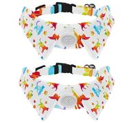2 Pcs Cat Dog Bow Tie, Adjustable Pet Collar Bowtie Tux Formal Neck Tie for Boys Girls Puppy Kitten Wedding Birthday - Colorful Rainbow Silhouettes of Cat and Paws