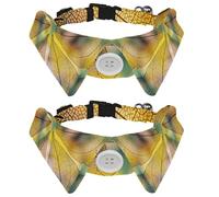2 Pcs Cat Dog Bow Tie, Adjustable Pet Collar Bowtie Tux Formal Neck Tie for Boys Girls Puppy Kitten Wedding Birthday - Transparent Autumn Leaves Plant